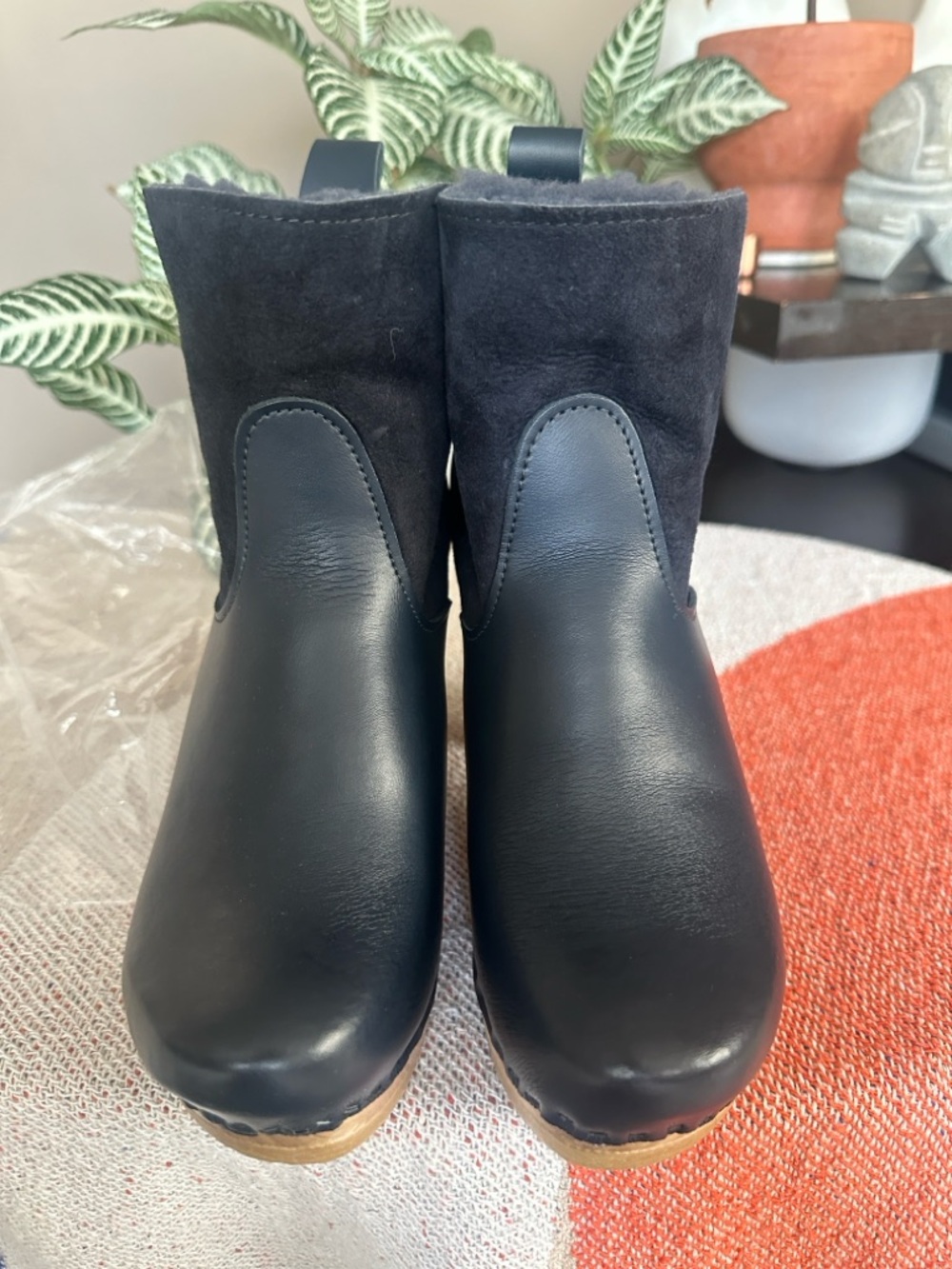NO.6 STORE Navy Leather & Suede Clog Boots - Picture 4 of 9
